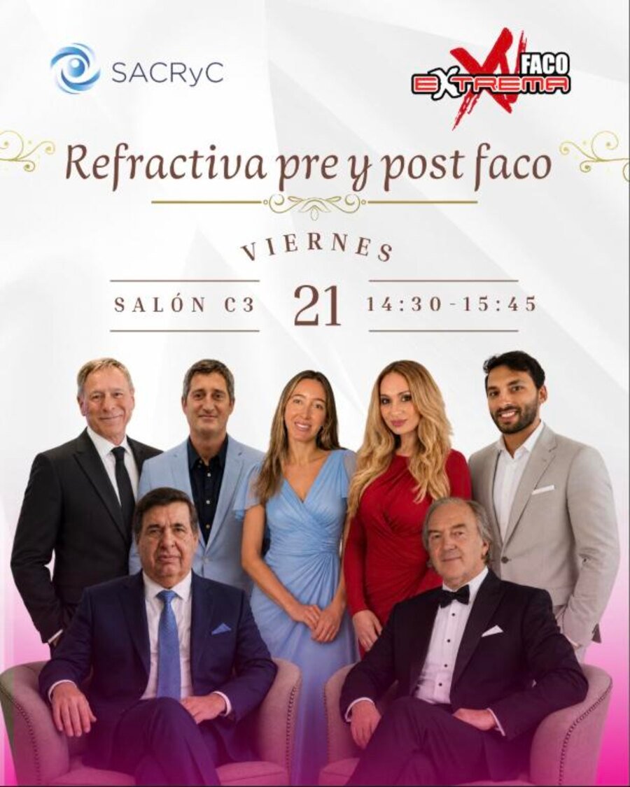 Refractiva pre y post faco — bloque de SACRyC en FACOEXTREMA 2026, viernes 21 de agosto, 14:30 a 15:45, salón C3